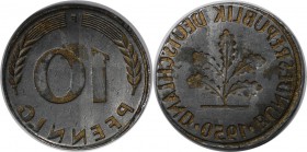 Deutsche Münzen und Medaillen ab 1945, BUNDESREPUBLIK DEUTSCHLAND. 10 Pfennig 1950 F. Sehr schön. Stempelfehler