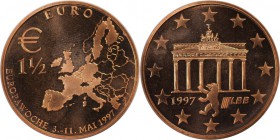 Deutsche Münzen und Medaillen ab 1945, BUNDESREPUBLIK DEUTSCHLAND. Europawochen 3.-11. Mai 1997 Berlin. 1 1/2 Euro 1997, Kupfer. Sehr schön-vorzüglich...