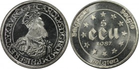 Europäische Münzen und Medaillen, Belgien / Belgium. Karl V. 5 Ecu 1987, Silber. KM 166. Stempelglanz