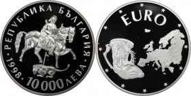Europäische Münzen und Medaillen, Bulgarien / Bulgaria. United Europe. 10000 Leva 1998, Silber. KM 235. Polierte Platte