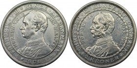 Europäische Münzen und Medaillen, Dänemark / Denmark. Zum Tode von Christian IX. und Krönung Frederik VIII. 2 Kroner 1906, Silber. KM 803. Fast Vorzüg...
