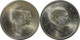 Europäische Münzen und Medaillen, Dänemark / Denmark. Frederick IX. Hochzeit von Prinzessin Margrethe. 10 Kroner 1967, Silber. 0.52 OZ. KM 856. Stempe...