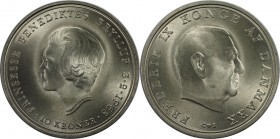Europäische Münzen und Medaillen, Dänemark / Denmark. Frederik IX. Hochzeit von Prinzessin Benedikte. 10 Kroner 1968, Silber. 0.52 OZ. KM 857. Stempel...