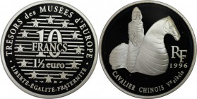 Europäische Münzen und Medaillen, Frankreich / France. Chinesischer Reiter. 10 Francs - 1 1/2 Euro 1996, Silber. KM 1158. Polierte Platte
