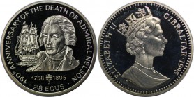 Europäische Münzen und Medaillen, Gibraltar. Admiral Nelson and ship. 2.8 Ecus 1995, Kupfer-Nickel. KM 494. Stempelglanz