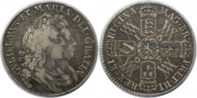 Europäische Münzen und Medaillen, Großbritannien / Vereinigtes Königreich / UK / United Kingdom. "William & Mary". 1/2 Crown 1693, Silber. KM 477. Gut...