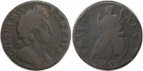 Europäische Münzen und Medaillen, Großbritannien / Vereinigtes Königreich / UK / United Kingdom. William III. (1694-1702). Farthing 1695, Kupfer. KM 4...