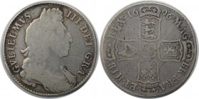 Europäische Münzen und Medaillen, Großbritannien / Vereinigtes Königreich / UK / United Kingdom. William III. (1694-1702). 1/2 Crown 1696, Silber. KM ...