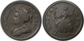 Europäische Münzen und Medaillen, Großbritannien / Vereinigtes Königreich / UK / United Kingdom. Anna (1702-1714). Farthing 1714, Kupfer. KM 537, Spin...