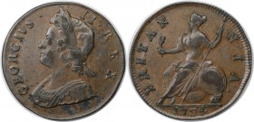 Europäische Münzen und Medaillen, Großbritannien / Vereinigtes Königreich / UK / United Kingdom. George II. (1727-1760). 1/2 Penny 1734, Kupfer. KM 56...