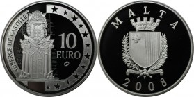 Europäische Münzen und Medaillen, Malta. Auberge de Castille. 10 Euro 2008, Silber. KM 136. Polierte Platte. Zertifikat, mit Box