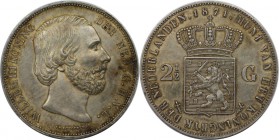 Europäische Münzen und Medaillen, Niederlande / Netherlands. Willem III. 2 1/2 Gulden 1871, Silber. 0.76 OZ. KM 82. Vorzüglich