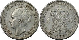Europäische Münzen und Medaillen, Niederlande / Netherlands. Wilhelmina (1890-1948). 1 Gulden 1939, Silber. KM 161.1. Sehr schön