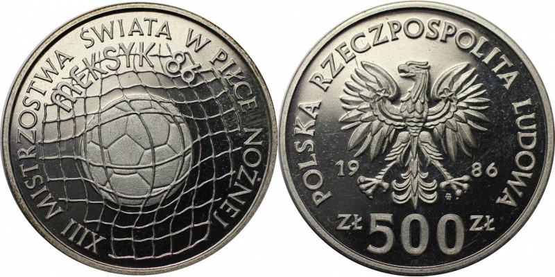 Europäische Münzen und Medaillen, Polen / Poland. Fußball-WM in Mexiko 1986. 500...