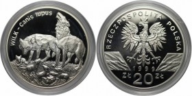 Europäische Münzen und Medaillen, Polen / Poland. Wolfsfamilie. 20 Zloty 1999, Silber. 0.84 OZ. KM Y#382. Polierte Platte