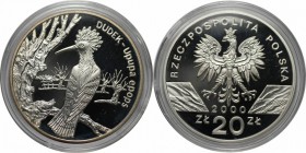 Europäische Münzen und Medaillen, Polen / Poland. Wiedehopf. 20 Zloty 2000, Silber. 0.84 OZ. KM Y#387. Polierte Platte