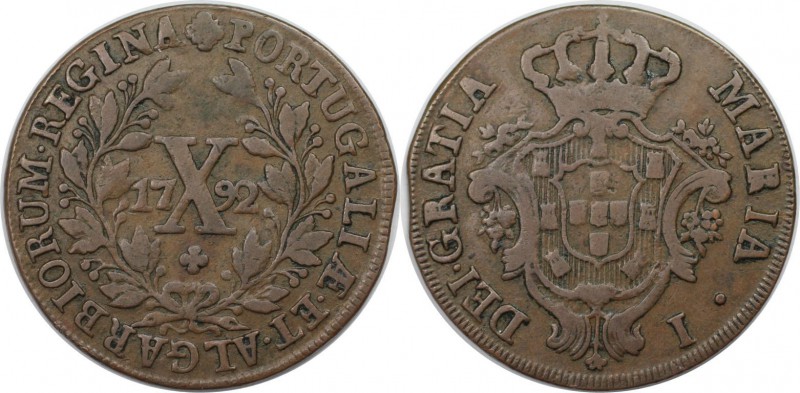 Europäische Münzen und Medaillen, Portugal. 10 Reis 1792, Kupfer. KM 306. Sehr s...