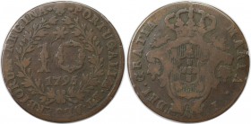 Europäische Münzen und Medaillen, Portugal. PORTUGIESISCHE BESITZUNGEN. AZOREN. Maria I. 10 Reis 1795, Kupfer. KM 5. Sehr schön