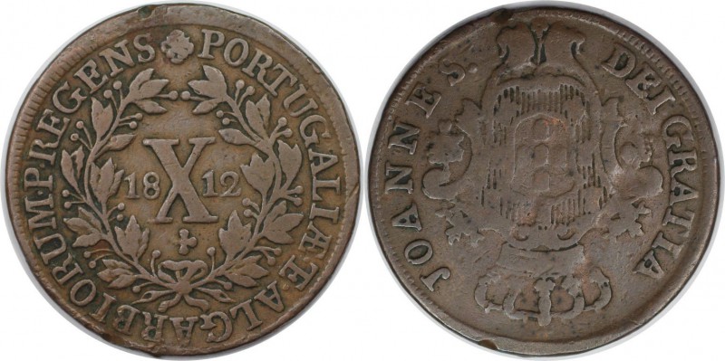 Europäische Münzen und Medaillen, Portugal. 10 Reis 1812, Kupfer. KM 348. Sehr s...