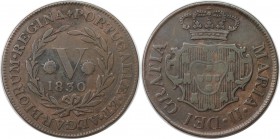 Europäische Münzen und Medaillen, Portugal. PORTUGIESISCHE BESITZUNGEN. AZOREN (Terceira Insel). Maria II. 5 Reis 1830, Kupfer. KM 5. Sehr schön-vorzü...