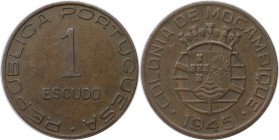 Europäische Münzen und Medaillen, Portugal. PORTUGIESISCHE BESITZUNGEN. MOZAMBIQUE. 1 Escudo 1945, Bronze. KM 74. Vorzüglich