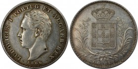Europäische Münzen und Medaillen, Portugal. Luis I. 500 Reis 1866, Silber. 0.37 OZ. KM 509. Vorzüglich