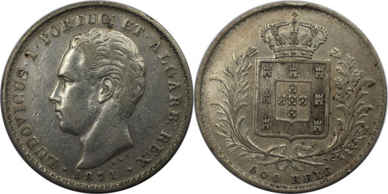 Europäische Münzen und Medaillen, Portugal. Luis I. 500 Reis 1871, Silber. 0.37 ...