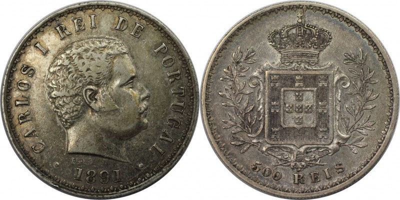 Europäische Münzen und Medaillen, Portugal. Carlos I. 500 Reis 1891, Silber. 0.3...