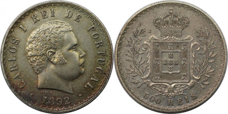 Europäische Münzen und Medaillen, Portugal. Carlos I. 500 Reis 1892, Silber. 0.3...