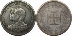 Europäische Münzen und Medaillen, Portugal. Carlos I., 400 Jahre Entdeckung Indiens. 1000 Reis 1898, Silber. 0.74 OZ. KM 539. Sehr schön-vorzüglich...