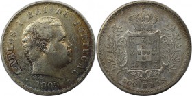Europäische Münzen und Medaillen, Portugal. Carlos I. 500 Reis 1903, Silber. 0.37 OZ. KM 535. Sehr schön-vorzüglich