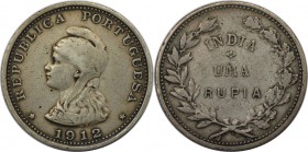 Europäische Münzen und Medaillen, Portugal. PORTUGIESISCHE BESITZUNGEN. India-Portuguese. 1 Rupia 1912, Silber. Sehr schön