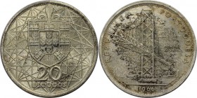 Europäische Münzen und Medaillen, Portugal. Eröffnung der Salazar-Brücke. 20 Escudos 1966, Silber. 0.21 OZ. KM 592. Stempelglanz. Flecken