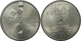 Europäische Münzen und Medaillen, Portugal. Nelkenrevolution. 100 Escudos 1976, Silber. 0.38 OZ. KM 603. Stempelglanz