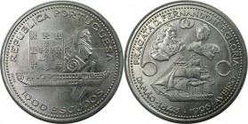Europäische Münzen und Medaillen, Portugal. D. Fernando II und Gloria Fregatten. 1000 Escudos 1996, Silber. 0.45 OZ. KM 688. PF