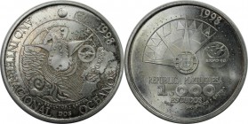 Europäische Münzen und Medaillen, Portugal. Jahr der Meere. 1000 Escudos 1998, Silber. 0.43 OZ. KM 707. Stempelglanz