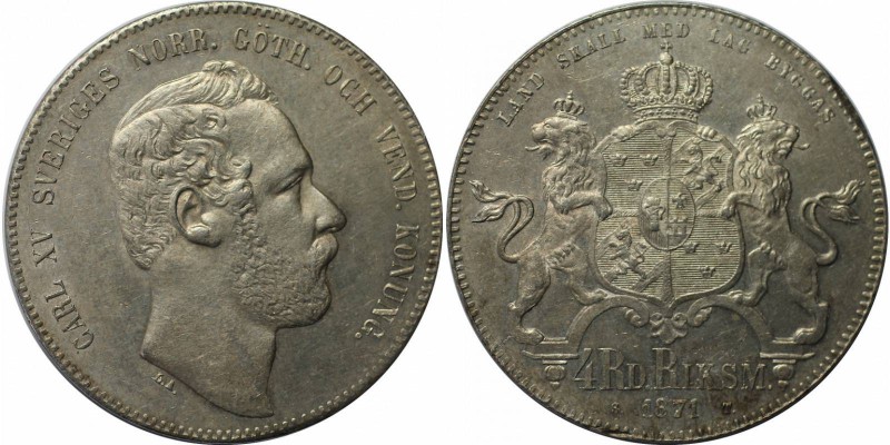 Europäische Münzen und Medaillen, Schweden / Sweden. Carl XV (1859-1872). 4 Riks...