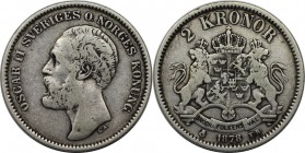Europäische Münzen und Medaillen, Schweden / Sweden. Oskar II. (1872-1907). 2 Kronor 1878 EB, Silber. KM 742. Schön-sehr schön
