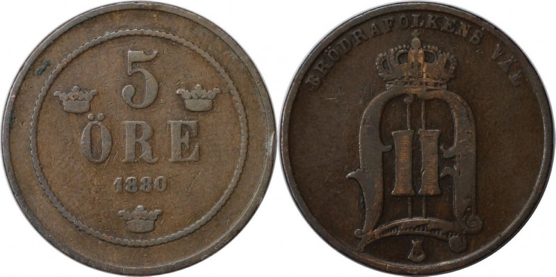 Europäische Münzen und Medaillen, Schweden / Sweden. Oskar II (1872-1907). 5 Öre...