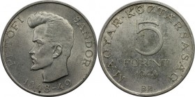 Europäische Münzen und Medaillen, Ungarn / Hungary. Sandor Petofi. 5 Forint 1948, Silber. 0.19 OZ. KM 537. Stempelglanz