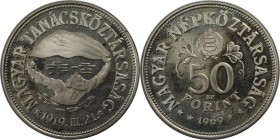 Europäische Münzen und Medaillen, Ungarn / Hungary. 50. Jahrestag der Republik der Räte. 50 Forint 1969, Silber. 0.33 OZ. KM 589. Polierte Platte