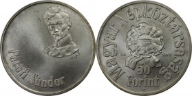 Europäische Münzen und Medaillen, Ungarn / Hungary. 150. Jahrestag - Geburt von Sándor Petőfi. 50 Forint 1973, Silber. 0.33 OZ. KM 599. Stempelglanz...