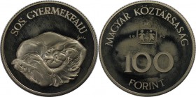 Europäische Münzen und Medaillen, Ungarn / Hungary. S.O.S. Kinderdorf. 100 Forint 1990. Kupfer - Nickel. KM 700. Polierte Platte