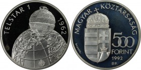 Europäische Münzen und Medaillen, Ungarn / Hungary. "Telstar I". 500 Forint 1992, Silber. 0.94 OZ. KM 690. Polierte Platte