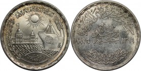Weltmünzen und Medaillen, Ägypten / Egypt. Wiedereröffnung des Suez-Kanals. 1 Pound 1976, Silber. 0.35 OZ. KM 454. Stempelglanz