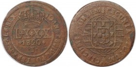 Weltmünzen und Medaillen, Brasilien / Brazil. 80 Reis 1820 B, Kupfer. KM 342.1. Sehr schön