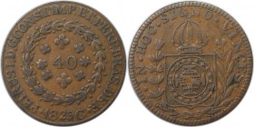 Weltmünzen und Medaillen, Brasilien / Brazil. Pedro I. 40 Reis 1825 C, Kupfer. KM 364.1. Fast Vorzüglich