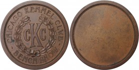 Medaillen und Jetons, Hundesport / Dog sports. "CHIKAGO KENNEL CLUB BENCH SHOW - cKc" Medaille ND, Bronze. 51 mm. 72.47 g. Fast Stempelglanz