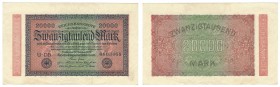 Banknoten, Deutschland / Germany. Geldscheine der Inflation (1919-1924). 20000 Mark Reichsbanknote 1.7.1923. Pick: 85, Ro: 84c, II Siehe scan!