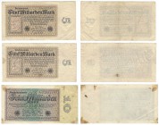 Banknoten, Deutschland / Germany, Lots und Sammlungen. Geldscheine der Inflation (1919-1924). 2 x 5 Mrd Mark Reichsbanknote 10.9.1923. Pick: 115, Ro: ...